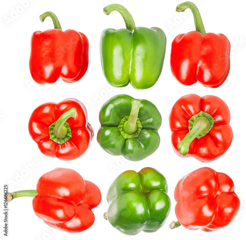 Bulgarian pepper. Ripe vegetables isolated on white background. Useful vitamins.