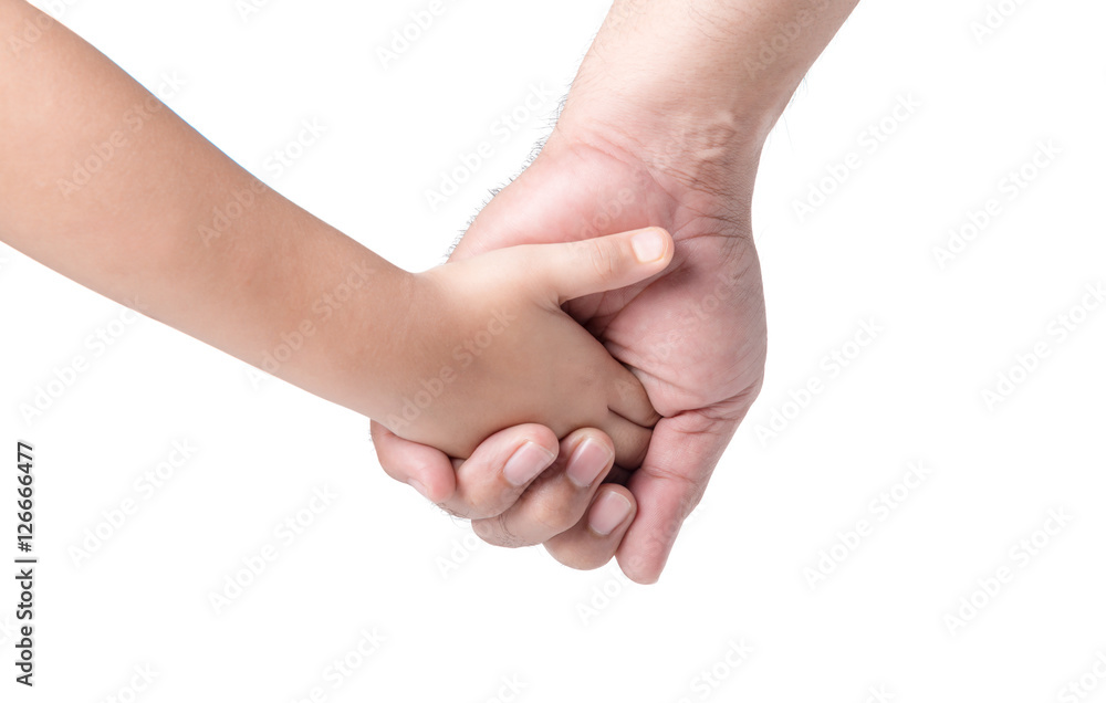 father's hand lead his child daughter isolated father's hand lead his child daughter isolated