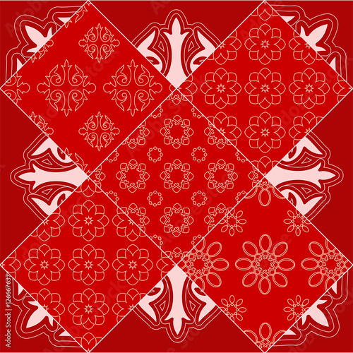 abstract seamless patcwork tile with floral ornament.arabic or o