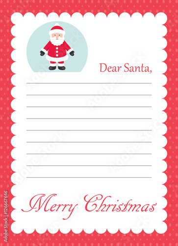 cartoon letter to santa with santa