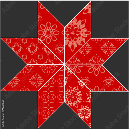 abstract seamless patcwork tile with floral ornament.arabic or o