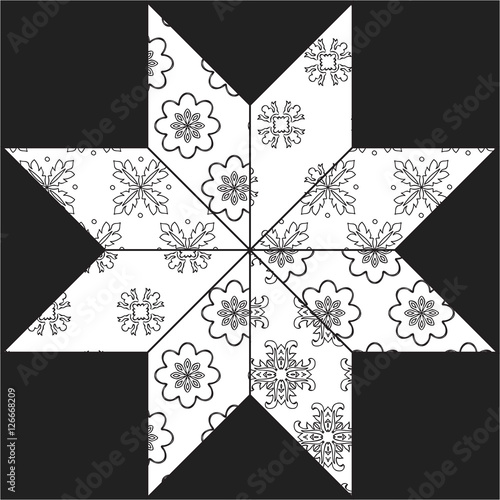 abstract seamless patcwork tile with floral ornament.arabic or o