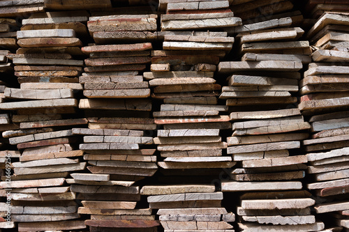 Old Wood pile, stack of wood.