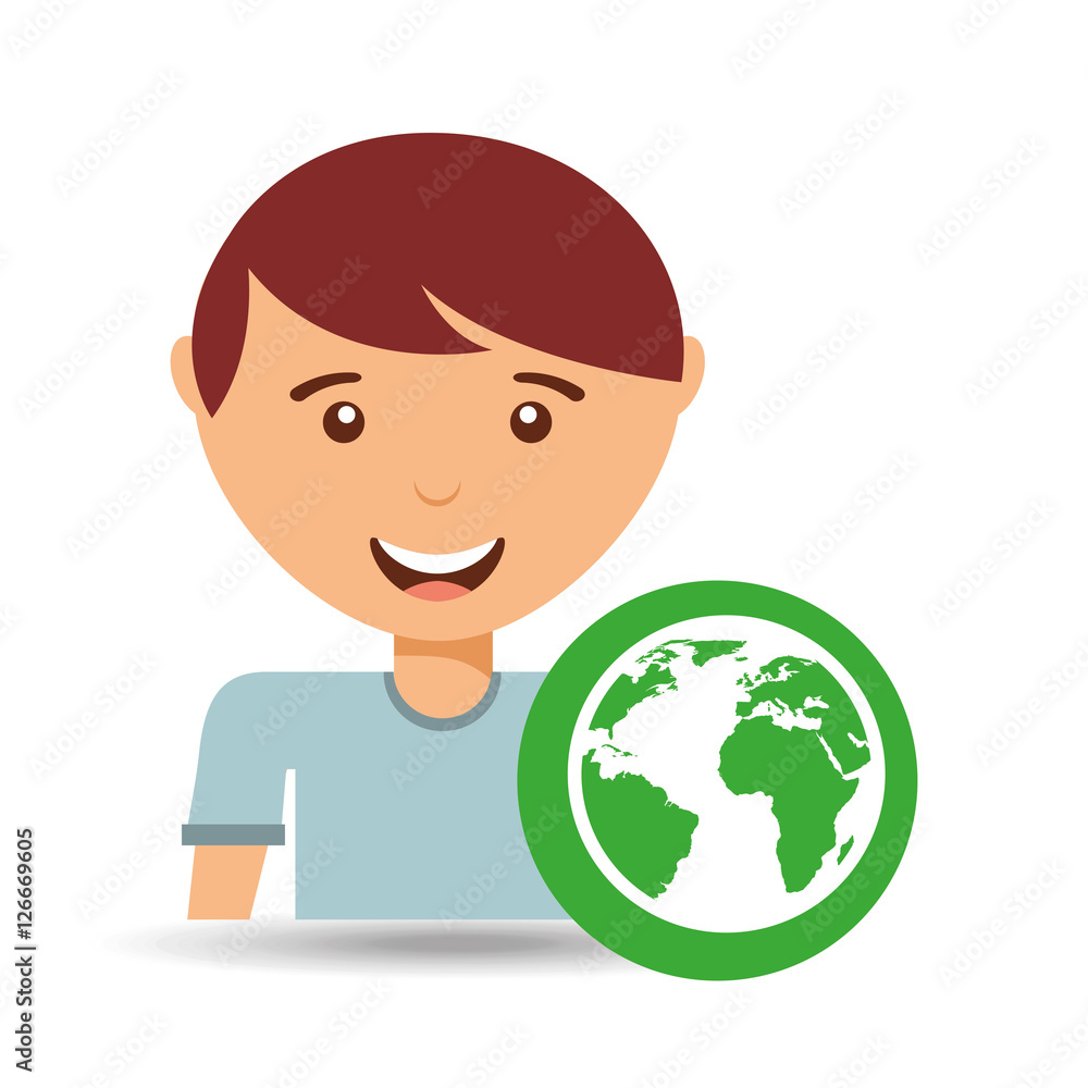 happy boy globe environment sign vector illustration eps 10 happy boy globe environment sign vector illustration eps 10