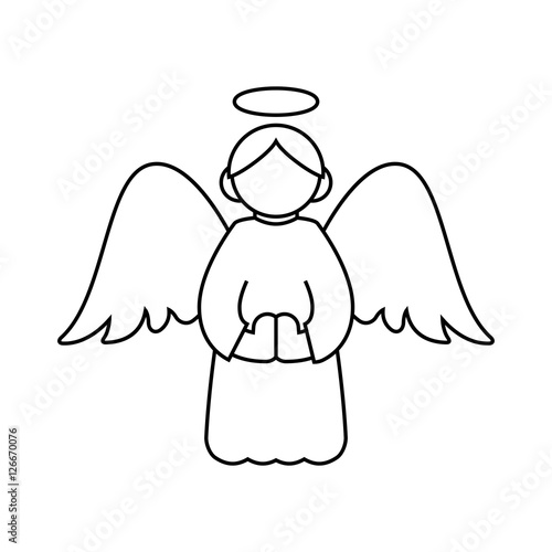 Christmas angel thin line icon