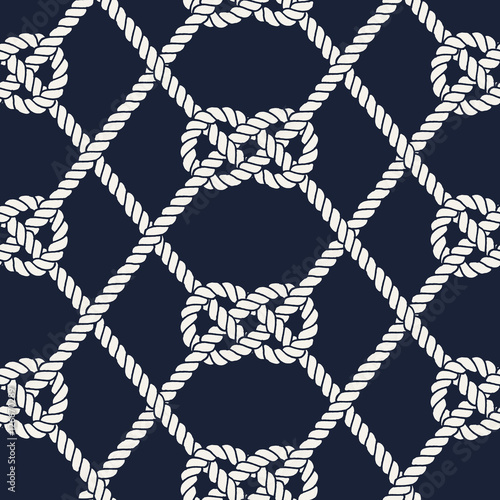 Seamless nautical rope pattern. Carrick Bend knot