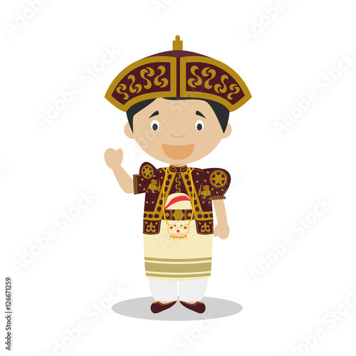 Character from Sri Lanka dressed in the traditional wedding way Vector Illustration. Kids of the World Collection.