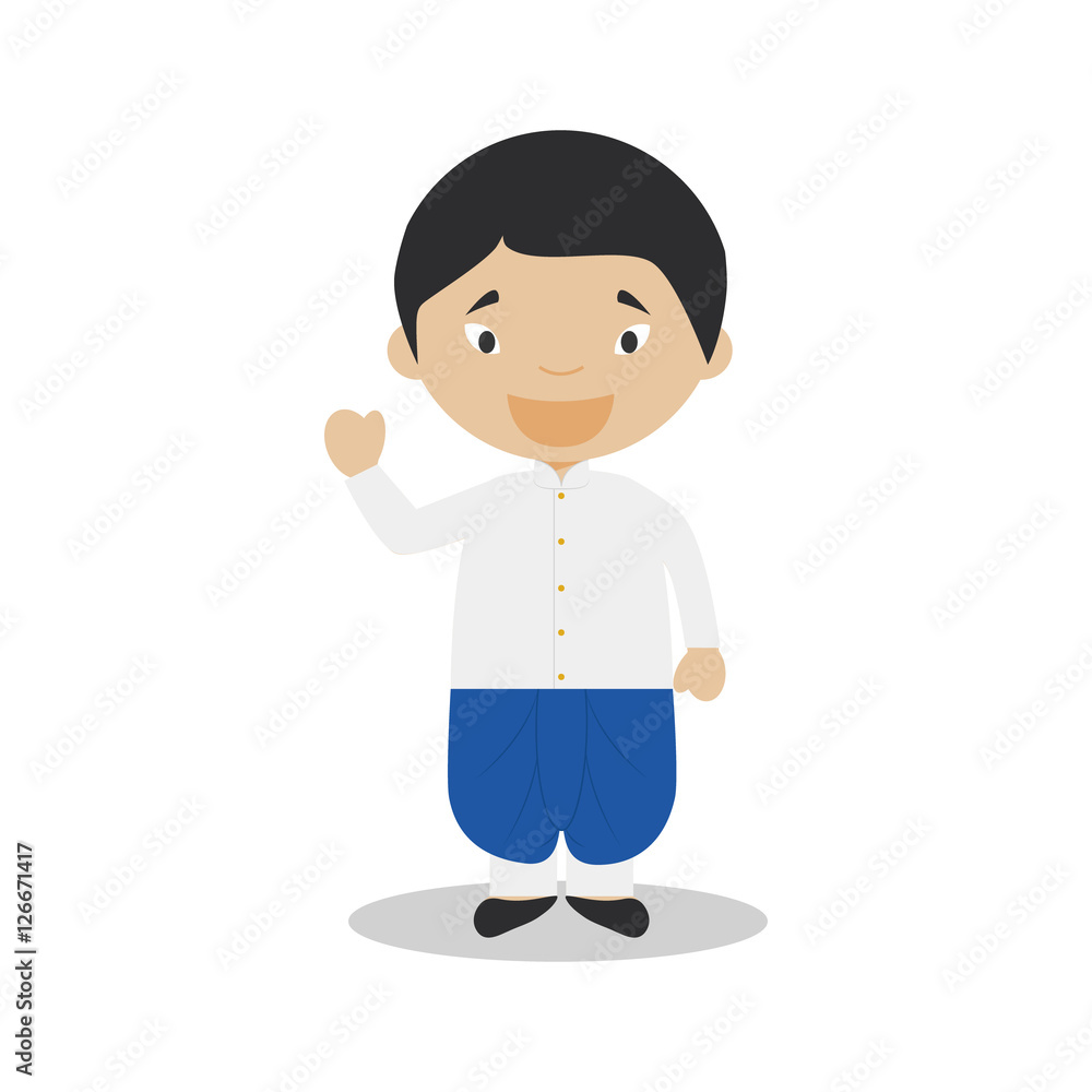 Character from Thailand dressed in the traditional way Vector Illustration. Kids of the World Collection. Character from Thailand dressed in the traditional way Vector Illustration. Kids of the World Collection.