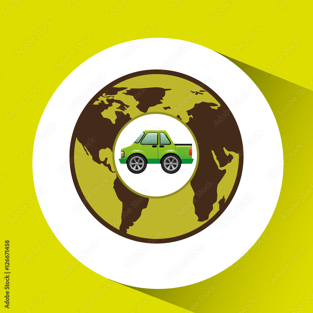 Obraz premium green ecology car concept world vector illustration eps 10