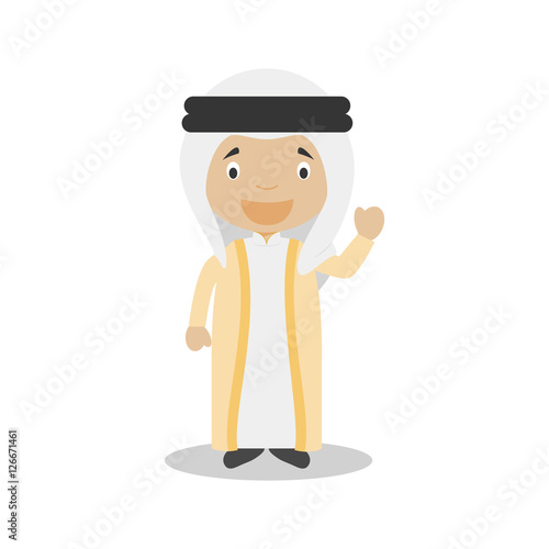 Character from United Arab Emirates dressed in the traditional way Vector Illustration. Kids of the World Collection.