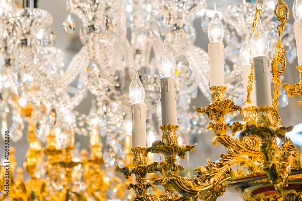 Detail of modern elegant chandeliers Detail of modern elegant chandeliers