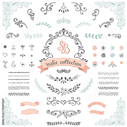 Hand drawn rustic design collection.
