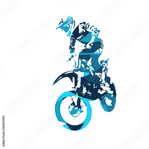 Motocross jumping freestyle rider, vector illustration
