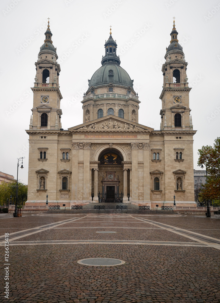 The St. Stephen's Basilica in Budapest, at Szent Istvan Square (Szent István tér).