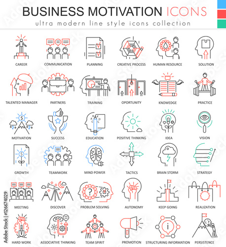 Vector Business motivation ultra modern color outline line icons for apps and web design.
