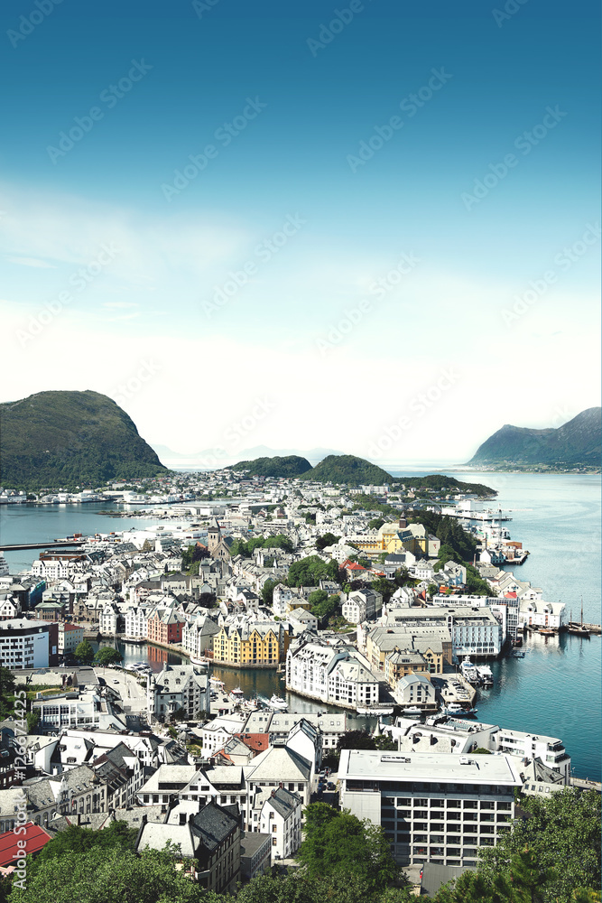 View from the top on Alesund Norway