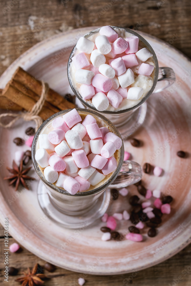 Cafe latte with marshmallow Cafe latte with marshmallow
