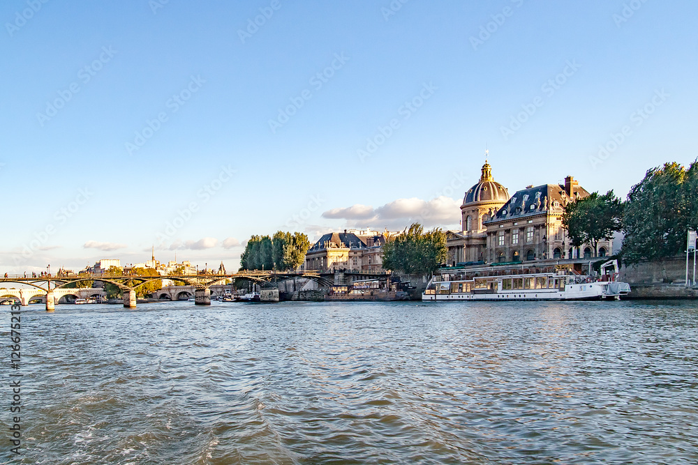 Views of buildings, monuments and famous places in Paris, from the river Seine