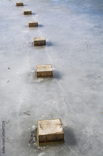 steppingstone on ice water photo