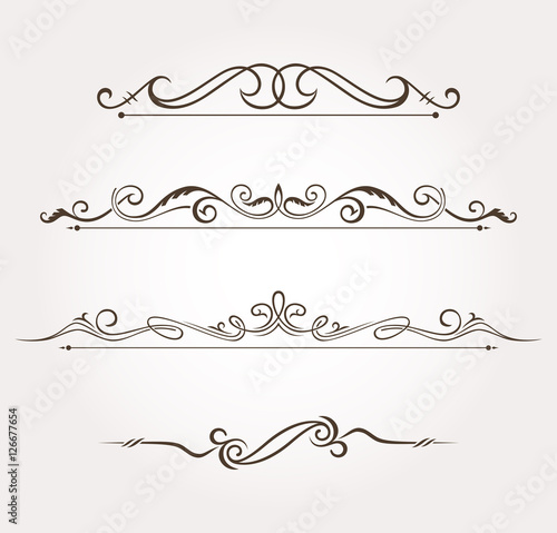 Set of floral design elements and page decoration. Vector illustration