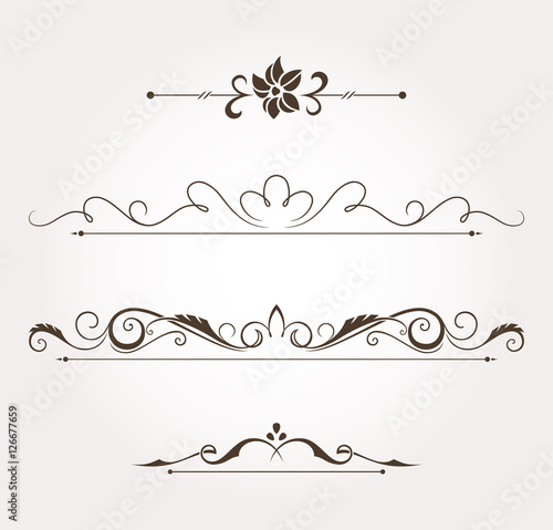 Set of floral design elements and page decoration. Vector illustration