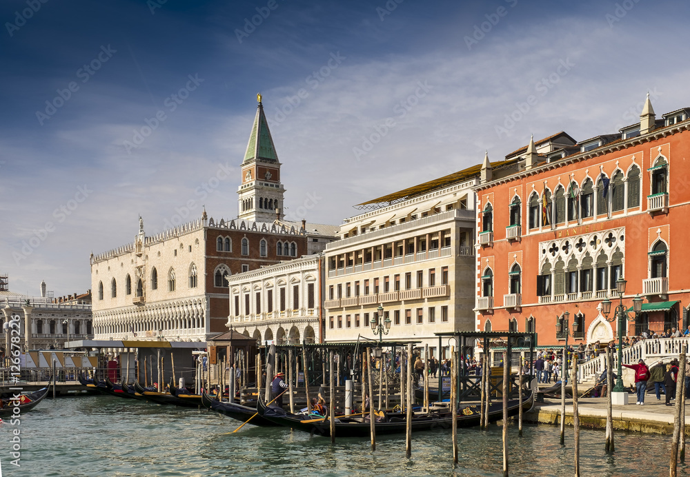 Venice cityscape  view of San Marco Campanile and Piazza San Marco from Grand Canal in Venice, Italy