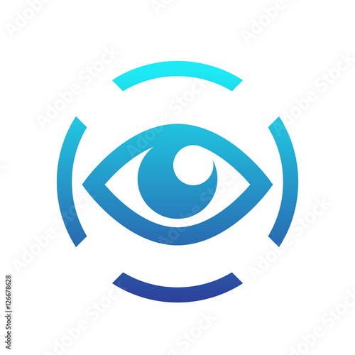 iris scan icon on white, eye scanning, biometric recognition symbol
