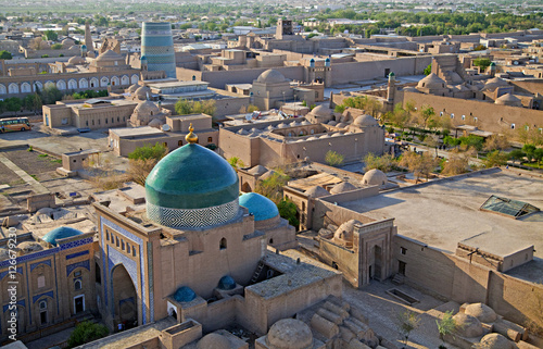 Aerial view of old town in Khiva, Uzbekistan photo