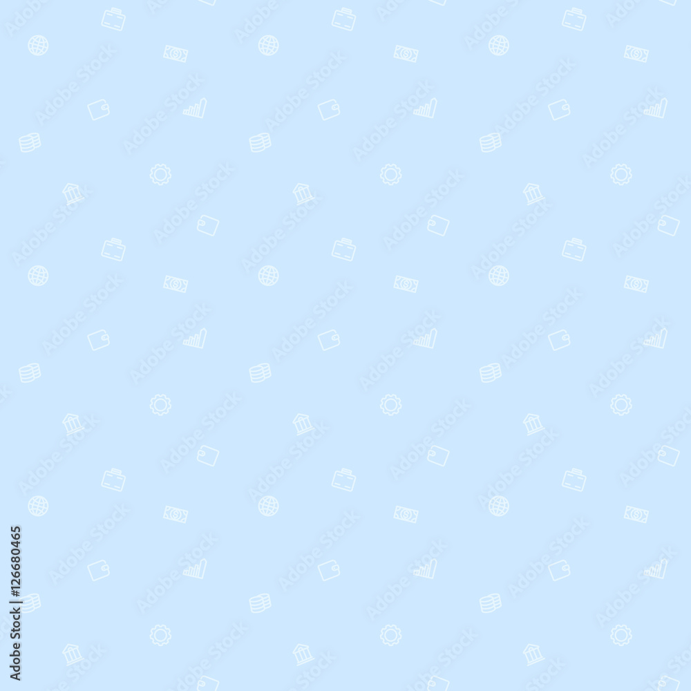 seamless pattern, finance, money, light blue background, vector illustration