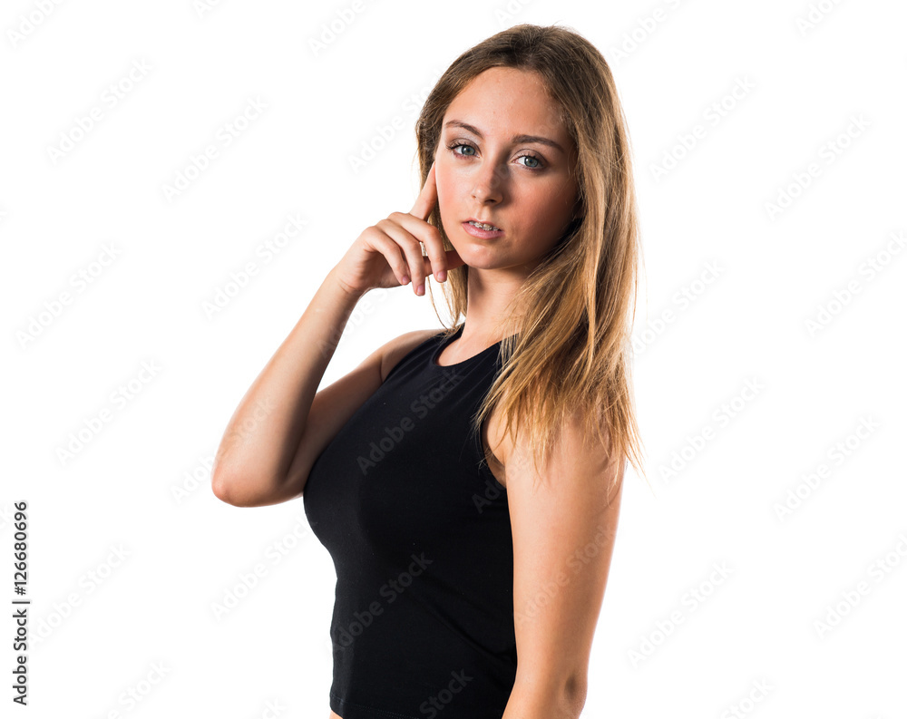 Blonde teen girl posing in studio Blonde teen girl posing in studio