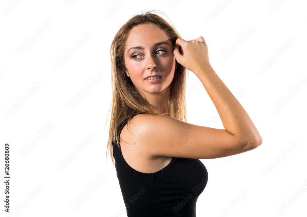 Blonde teen girl posing in studio Blonde teen girl posing in studio