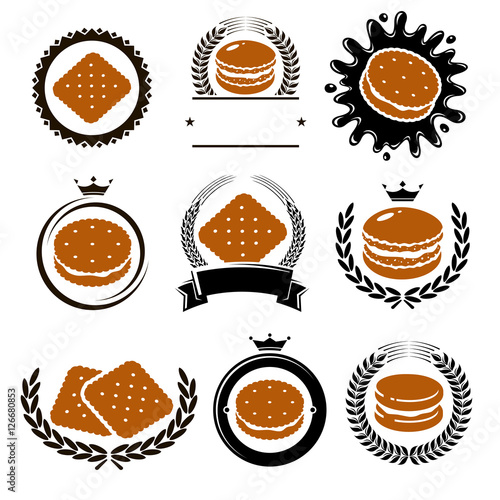 Cookies labels and elements set. Vector