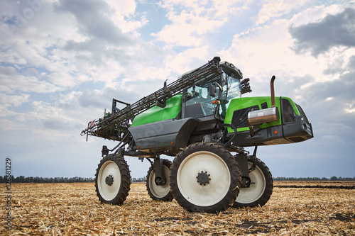 The tractor works in a field