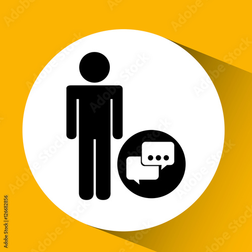 silhouette man bubble speech social network design vector illustration eps 10
