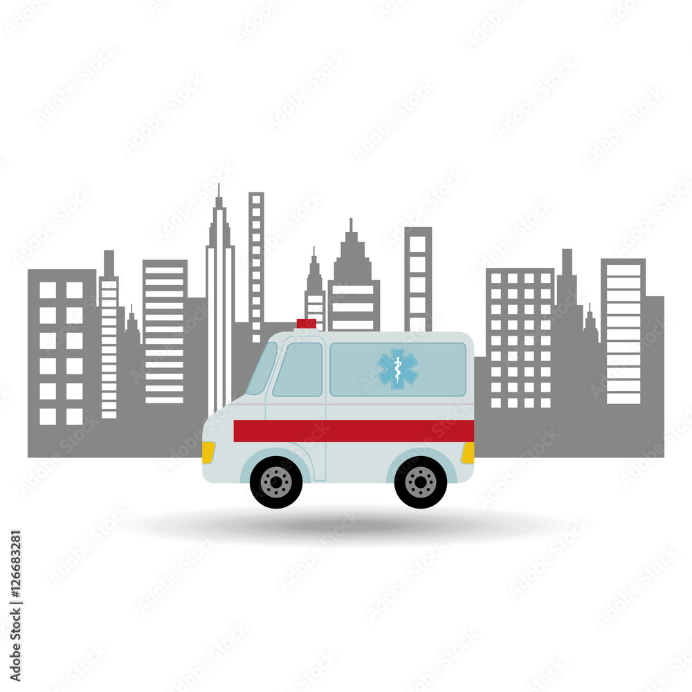 ambulance vehicle city background design vector illustration eps 10