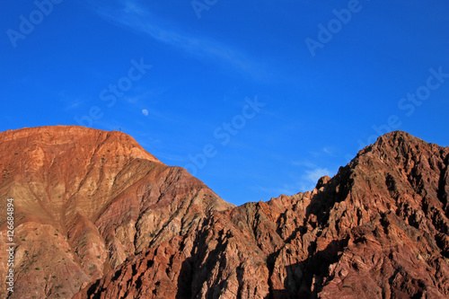 The hill of seven colors, cerro de los siete colores, at Purmamarca, UNESCO world heritage quebrada de humahuaca, Jujuy, Argentina