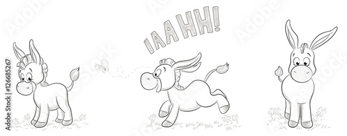 Illustration von drei niedlichen Eseln