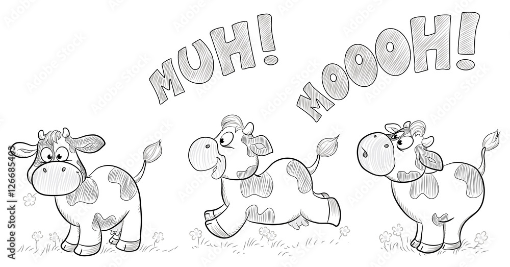 Illustration von drei niedlichen Kühen Illustration von drei niedlichen Kühen