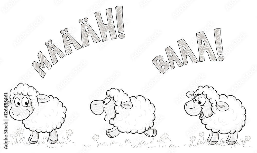 Naklejka premium Illustration von drei niedlichen Schafen