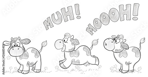 Illustration von drei niedlichen Kühen