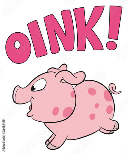 Niedliches Schwein rennt und quiekt