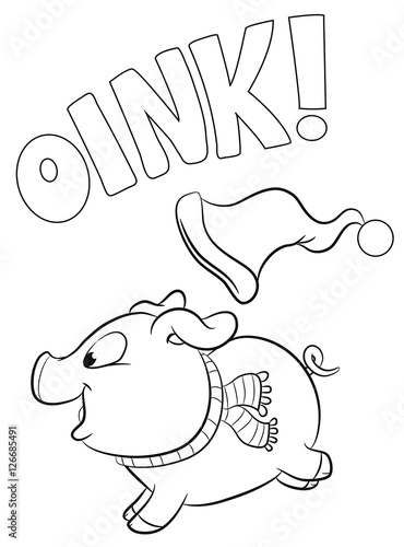 Niedliches Schwein rennt und quiekt