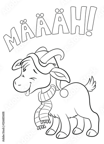 Meckernde Ziege in Winterkleidung