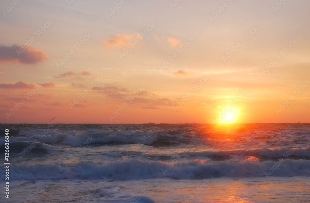 Sunrise on the Black Sea coast, Odessa, Ukraine
