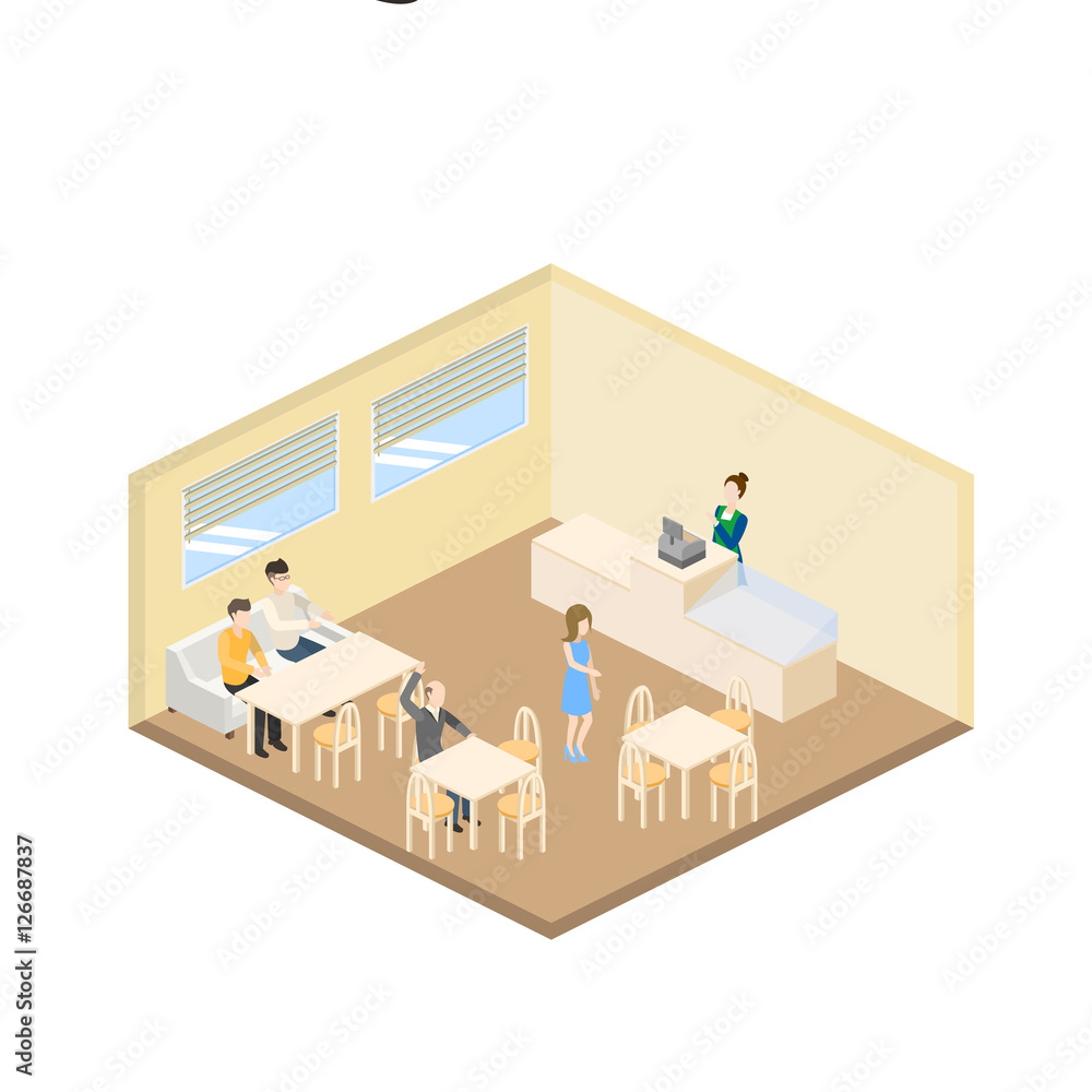 Infographic isometric coffee shop vector design Infographic isometric coffee shop vector design
