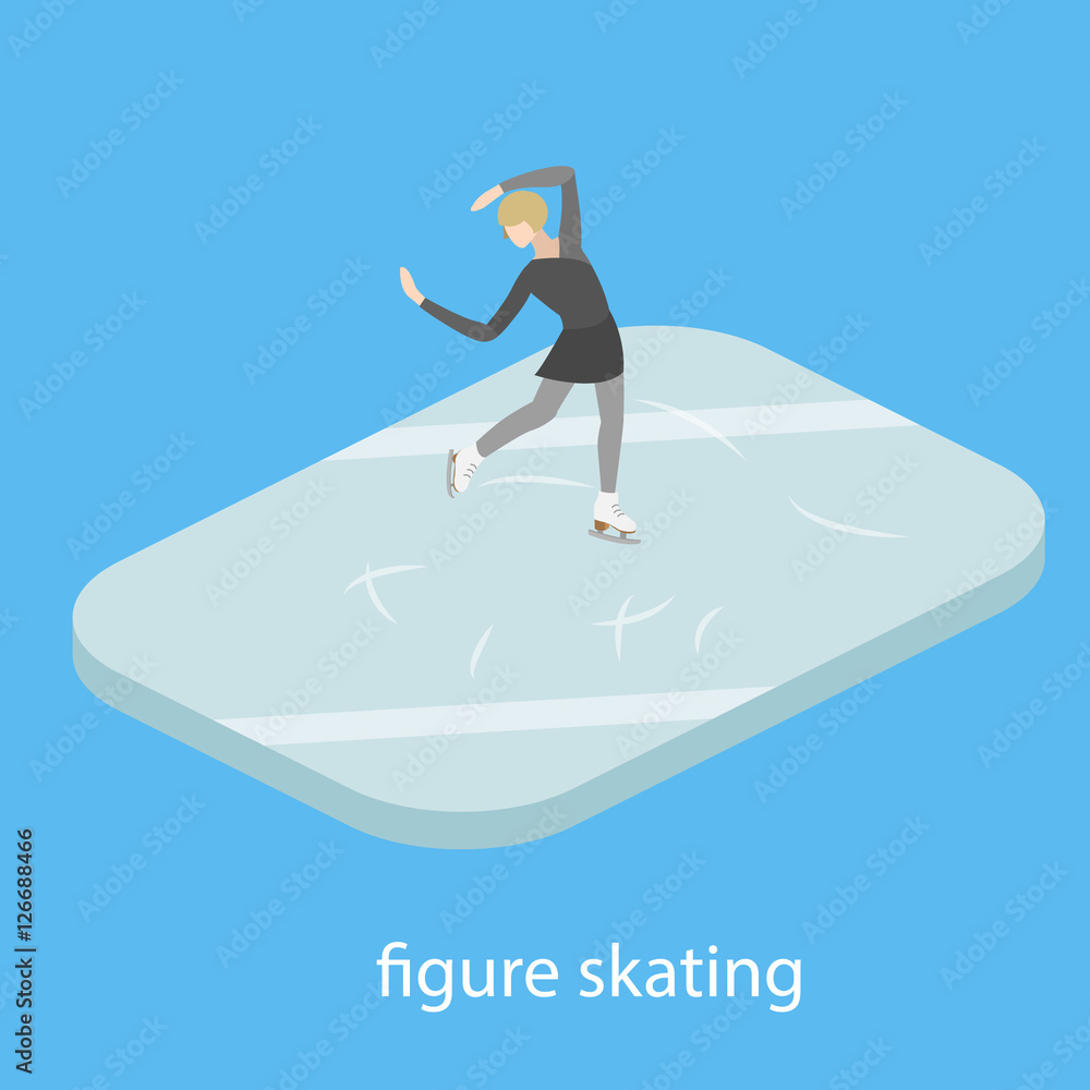 Figure skater in ice vector illustration isometric Figure skater in ice vector illustration isometric