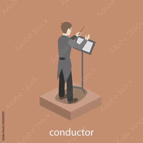 Conductor solo male accompaniment flat 3d web isometric infographic concept vector