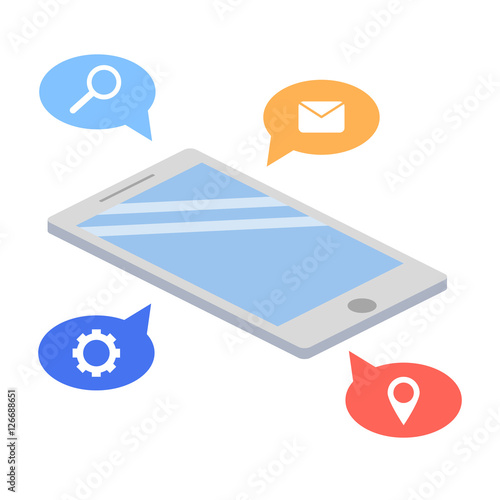 Wallpaper Mural Mobile phone isometric and icons vector illustraion Torontodigital.ca