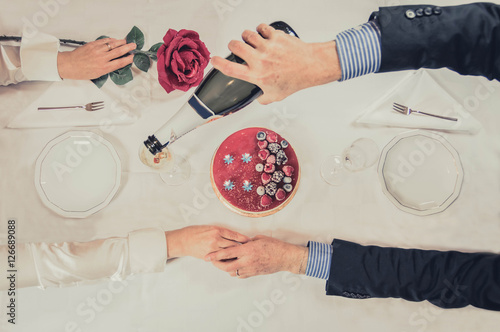 Romantic dinner for the anniversary of marriage  photo