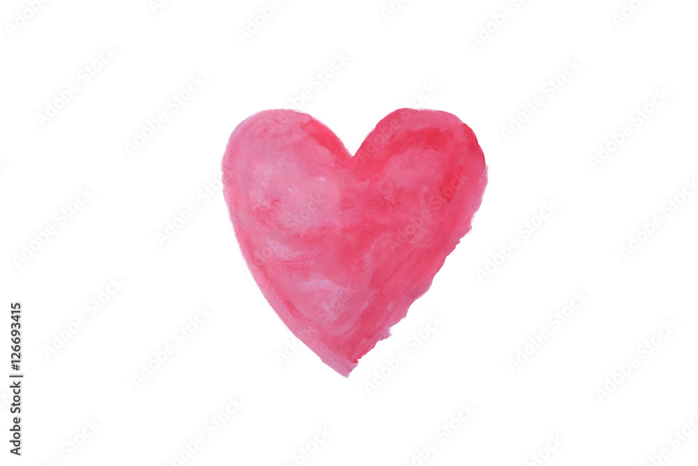 pink heart watercolor paint isolated on white background backgro